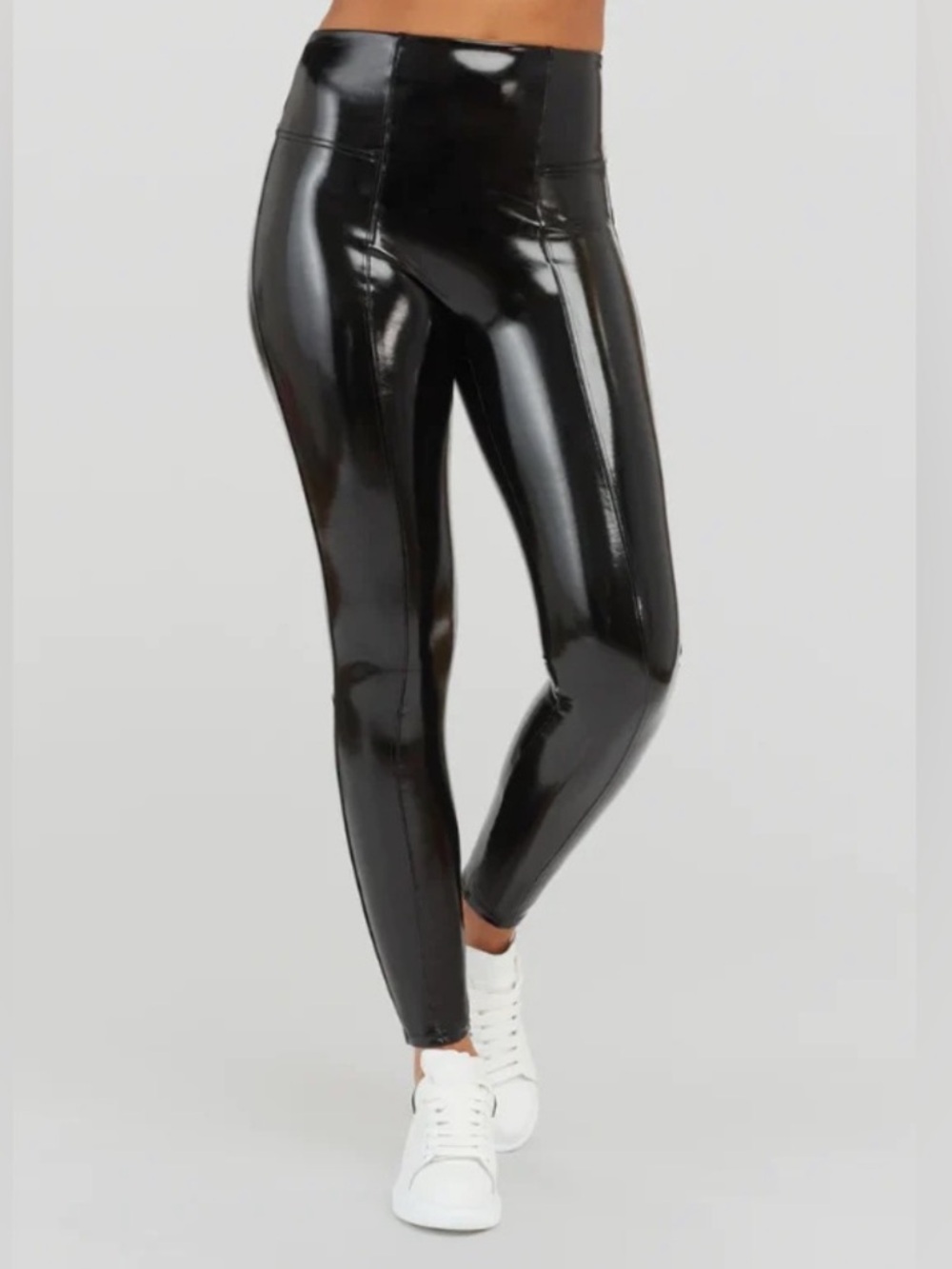 SPANX Glossy Black Faux Patent Leggings (38 inches long)